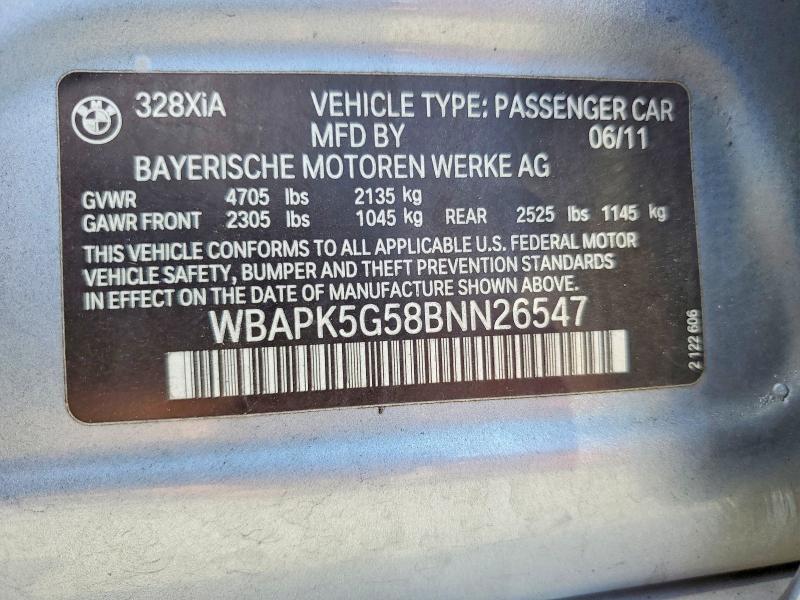 Aukcja sprzedaży 2011 Bmw 328, vin: WBAPK5G58BNN26547, numer aukcji: 58174706