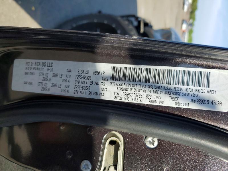 56723696 :رقم المزاد ، 1C6RR7FT3KS511823 vin ، 2019 Ram 1500 Classic مزاد بيع