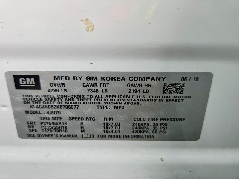 Aukcja sprzedaży 2019 Buick Encore, vin: KL4CJASB2KB706077, numer aukcji: 58238456