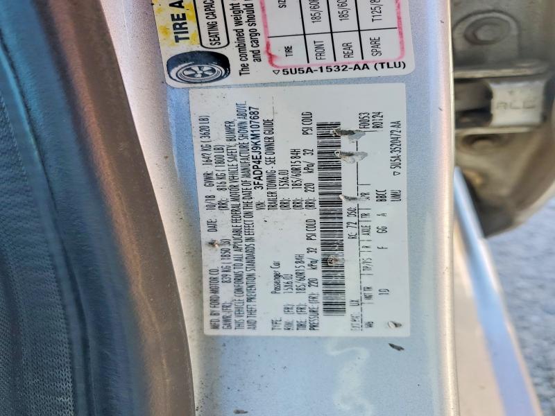 57333856 :رقم المزاد ، 3FADP4EJ9KM107687 vin ، 2019 Ford Fiesta مزاد بيع