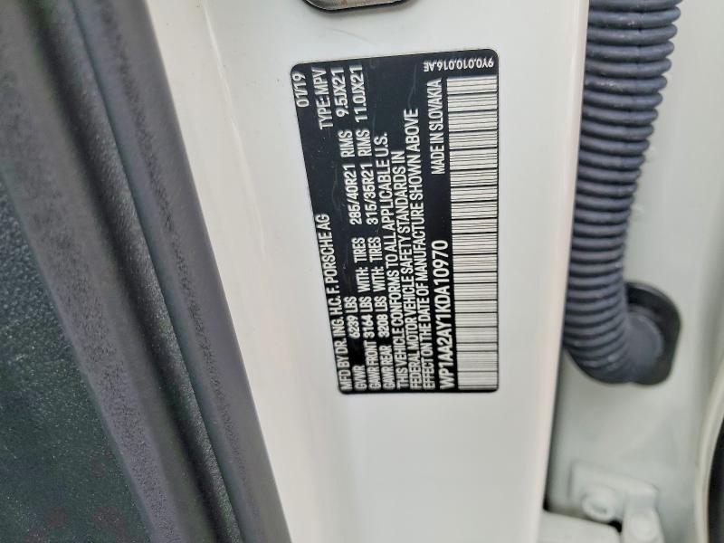 57930366 :رقم المزاد ، WP1AA2AY1KDA10970 vin ، 2019 Porsche Cayenne مزاد بيع
