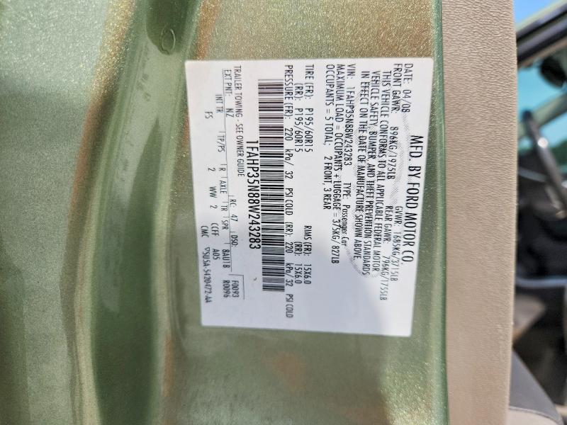 54657216 :رقم المزاد ، 1FAHP35N88W243283 vin ، 2008 Ford Focus مزاد بيع