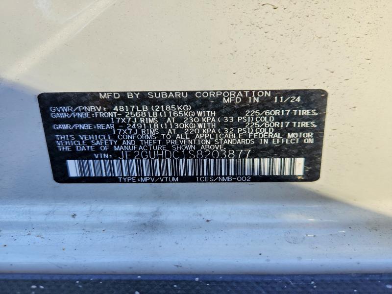2025 Subaru Crosstrek მანქანა იყიდება აუქციონზე, vin: JF2GUHDC1S8203877, აუქციონის ნომერი: 56271146