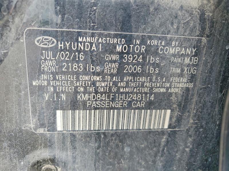 2017 Hyundai Elantra მანქანა იყიდება აუქციონზე, vin: KMHD84LF1HU248114, აუქციონის ნომერი: 56410786