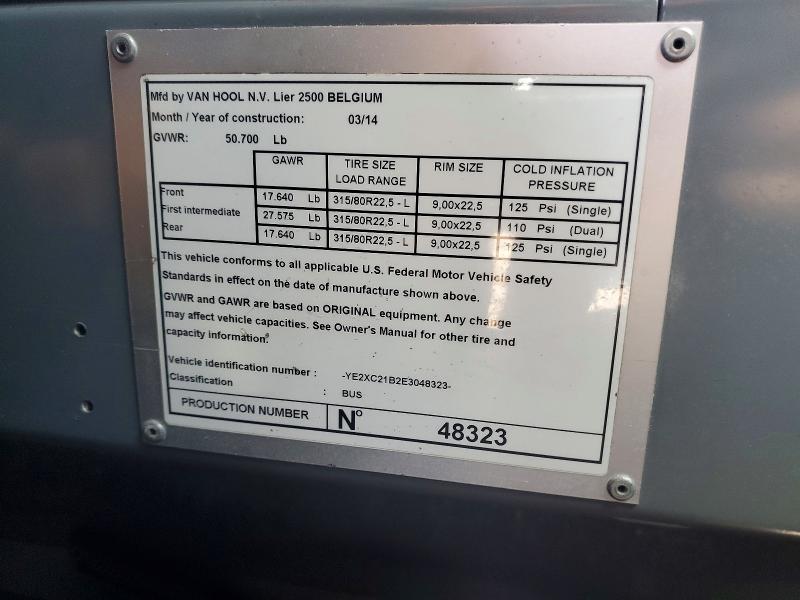Продажа на аукционе авто 2014 Van Hool Commuter Coach Cx, vin: YE2XC21B2E3048323, номер лота: 57919316