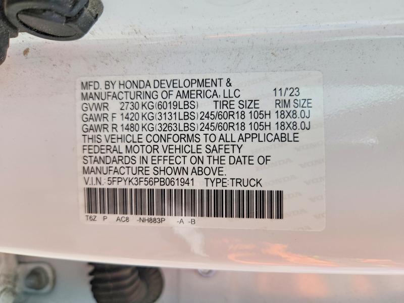 Продаж на аукціоні авто 2023 Honda Ridgeline, vin: 5FPYK3F56PB061941, номер лоту: 56530056