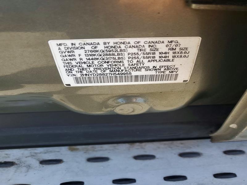 Aukcja sprzedaży 2007 Acura Mdx, vin: 2HNYD28827H549955, numer aukcji: 55242766
