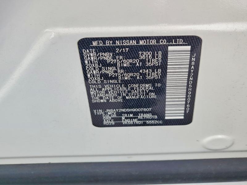 Продажа на аукционе авто 2017 Nissan Armada, vin: JN8AY2ND5H9007607, номер лота: 56033086