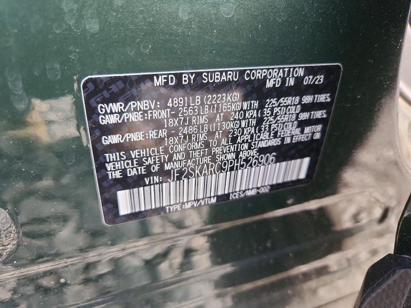 Aukcja sprzedaży 2023 Subaru Forester, vin: JF2SKARC9PH526906, numer aukcji: 55528696
