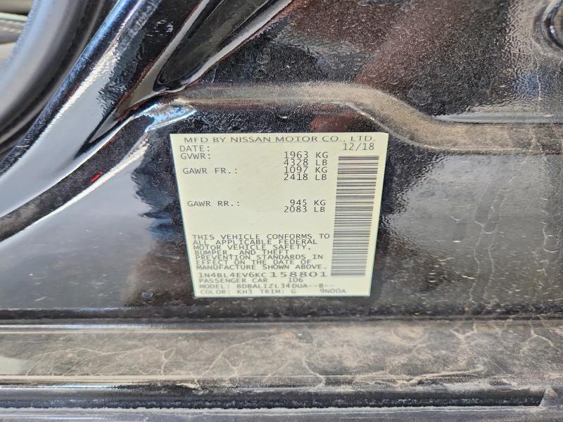 2019 Nissan Altima მანქანა იყიდება აუქციონზე, vin: 1N4BL4EV6KC158801, აუქციონის ნომერი: 57003416