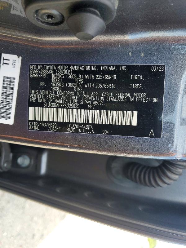 Продаж на аукціоні авто 2023 Toyota Highlander, vin: 5TDKDRAHXPS025825, номер лоту: 58315526