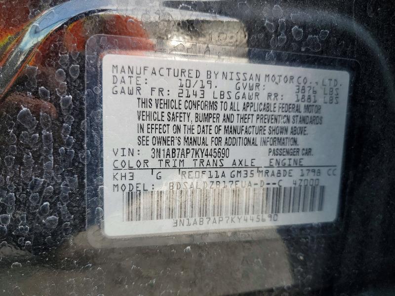 Продаж на аукціоні авто 2019 Nissan Sentra, vin: 3N1AB7AP7KY445690, номер лоту: 55504836
