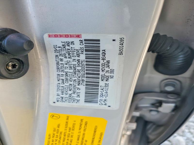 Aukcja sprzedaży 2002 Lexus Es, vin: JTHBF30G120009751, numer aukcji: 54841096