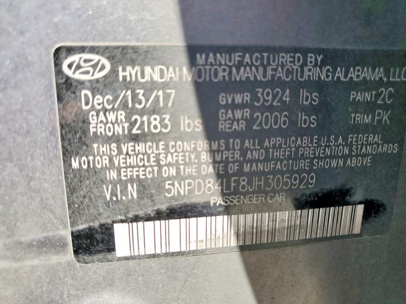 Продажа на аукционе авто 2018 Hyundai Elantra, vin: 5NPD84LF8JH305929, номер лота: 55846336