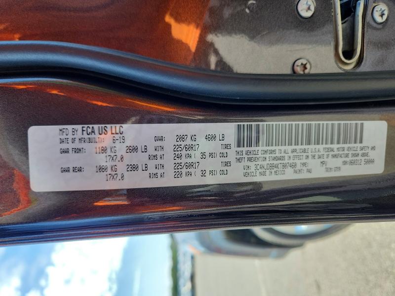 Продаж на аукціоні авто 2019 Jeep Compass, vin: 3C4NJDBB4KT807460, номер лоту: 56191636
