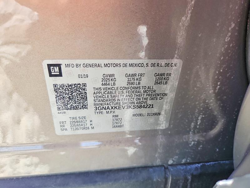 Aukcja sprzedaży 2019 Chevrolet Equinox, vin: 3GNAXKEV3KS584221, numer aukcji: 57399476