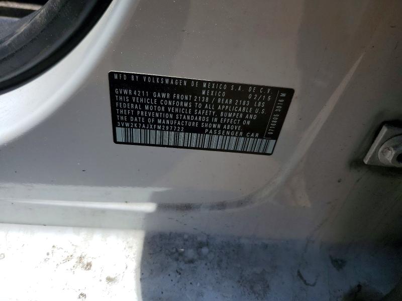 Aukcja sprzedaży 2015 Volkswagen Jetta, vin: 3VW2K7AJXFM297722, numer aukcji: 57891566