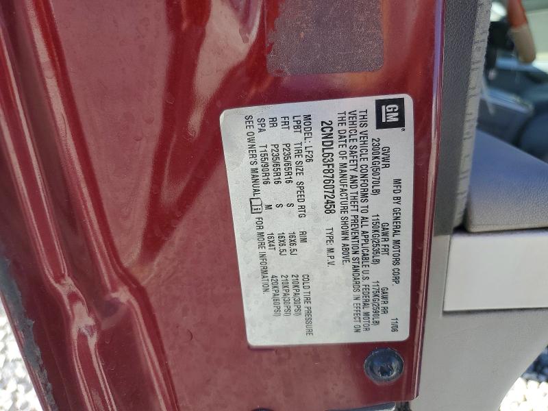 2007 Chevrolet Equinox მანქანა იყიდება აუქციონზე, vin: 2CNDL63F876072458, აუქციონის ნომერი: 58617586