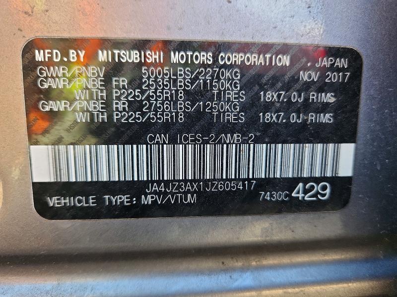 56688886 :رقم المزاد ، JA4JZ3AX1JZ605417 vin ، 2018 Mitsubishi Outlander مزاد بيع