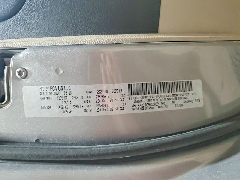 Продаж на аукціоні авто 2017 Chrysler Pacifica, vin: 2C4RC1BG0HR598994, номер лоту: 56189646