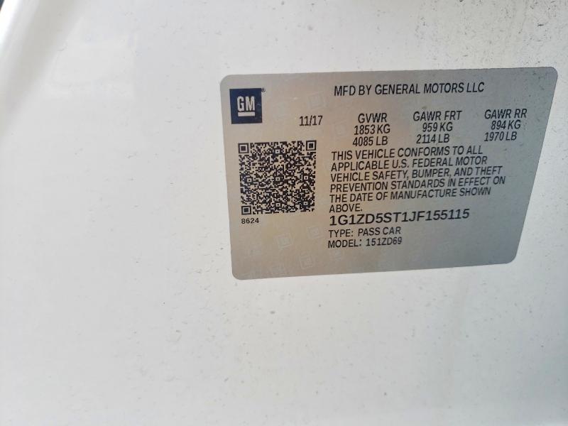 55728756 :رقم المزاد ، 1G1ZD5ST1JF155115 vin ، 2018 Chevrolet Malibu مزاد بيع