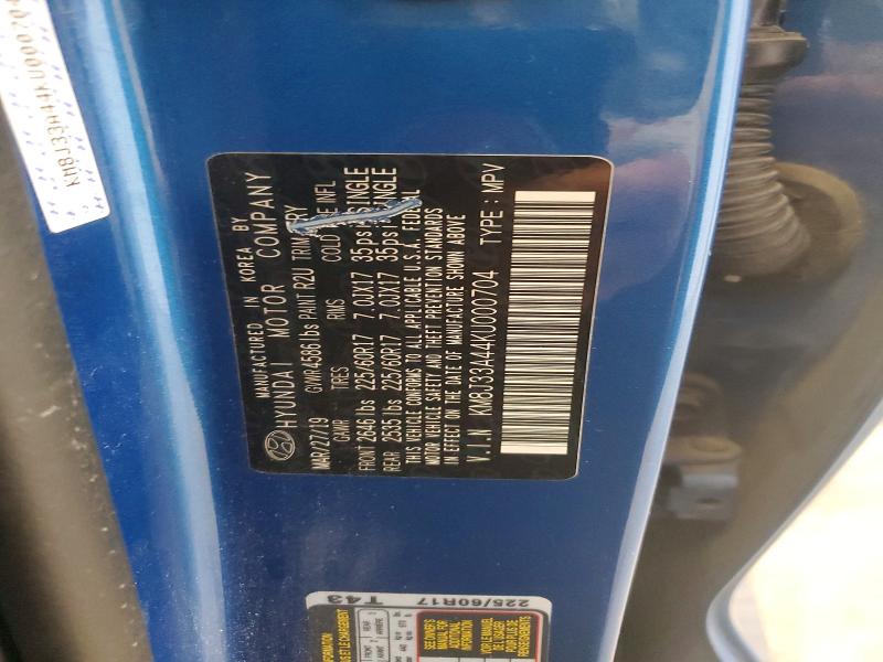 58308156 :رقم المزاد ، KM8J33A44KU000704 vin ، 2019 Hyundai Tucson مزاد بيع