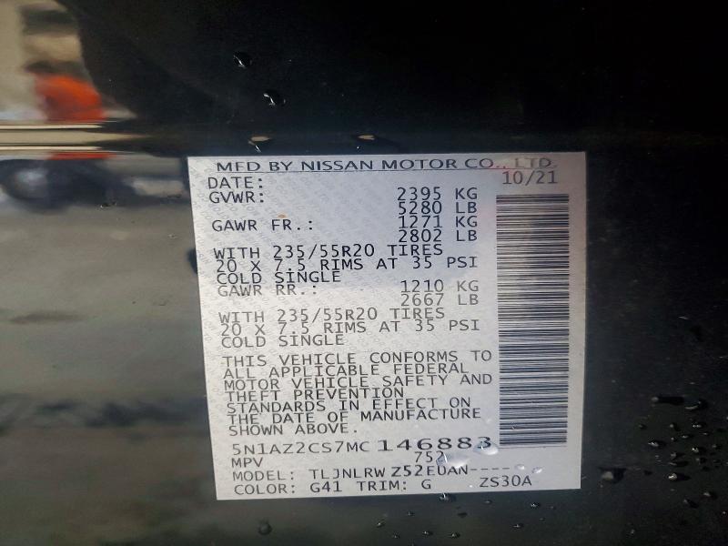 Продаж на аукціоні авто 2021 Nissan Murano, vin: 5N1AZ2CS7MC146883, номер лоту: 85608475