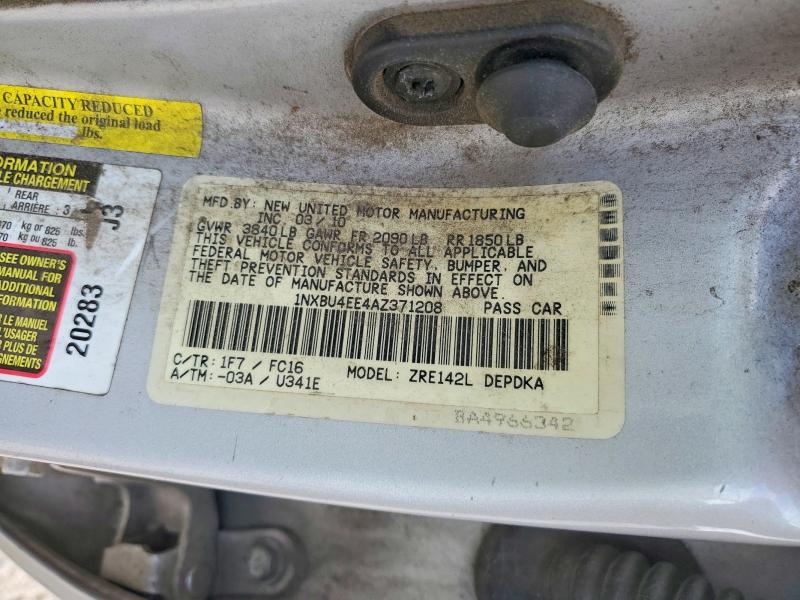 Продажа на аукционе авто 2010 Toyota Corolla, vin: 1NXBU4EE4AZ371208, номер лота: 55766526