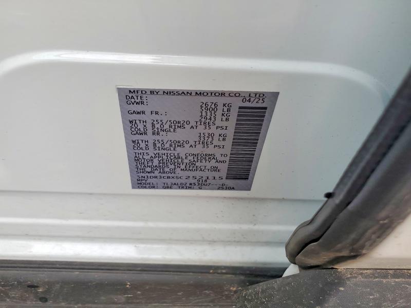 55176786 :رقم المزاد ، 5N1DR3CBXSC252115 vin ، 2025 Nissan Pathfinder مزاد بيع
