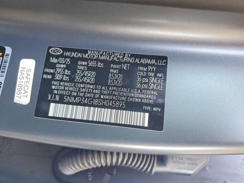 Aukcja sprzedaży 2025 Hyundai Santa Fe, vin: 5NMP34G18SH045895, numer aukcji: 57036446