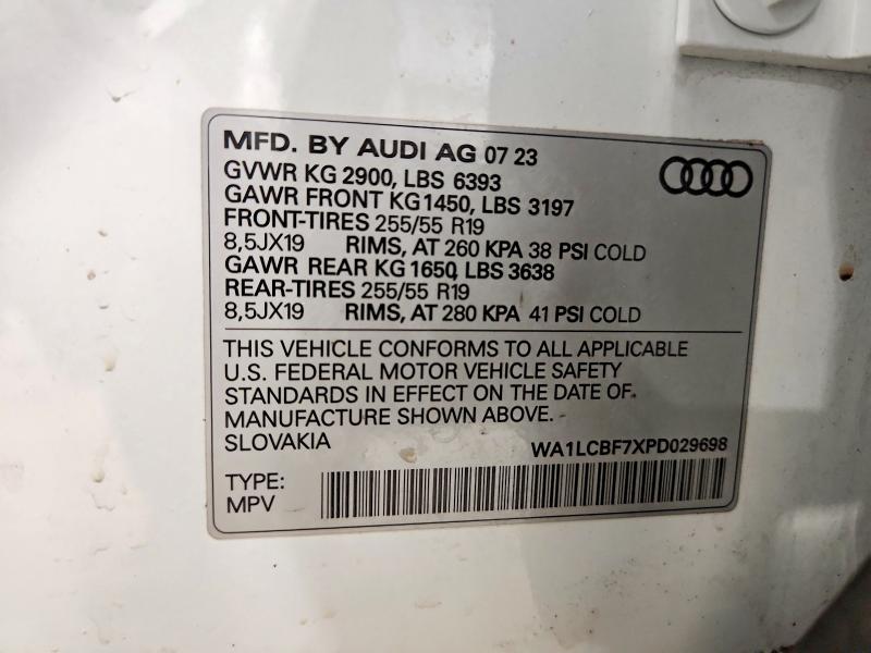 Продаж на аукціоні авто 2023 Audi Q7, vin: WA1LCBF7XPD029698, номер лоту: 56314596