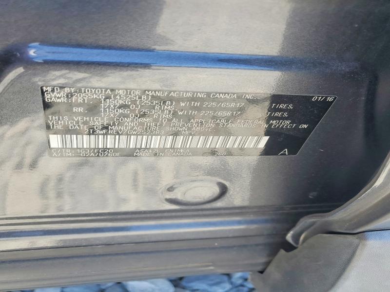 2016 Toyota Rav4 მანქანა იყიდება აუქციონზე, vin: 2T3WFREV7GW252383, აუქციონის ნომერი: 56273586