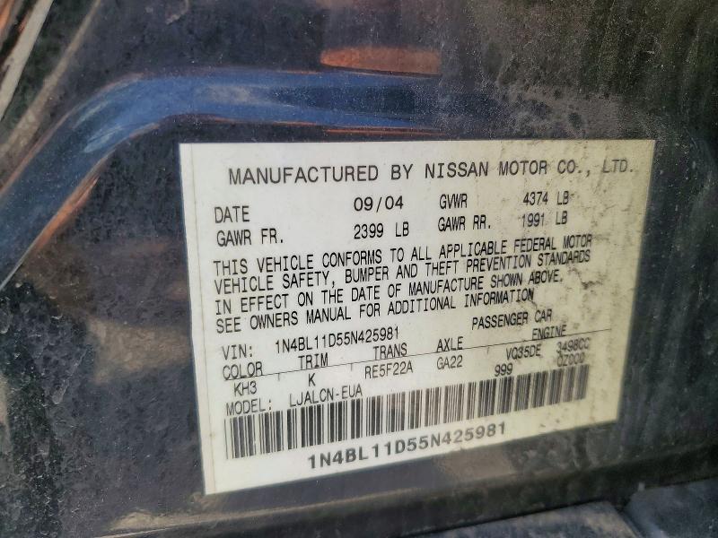 Aukcja sprzedaży 2005 Nissan Altima, vin: 1N4BL11D55N425981, numer aukcji: 56041746