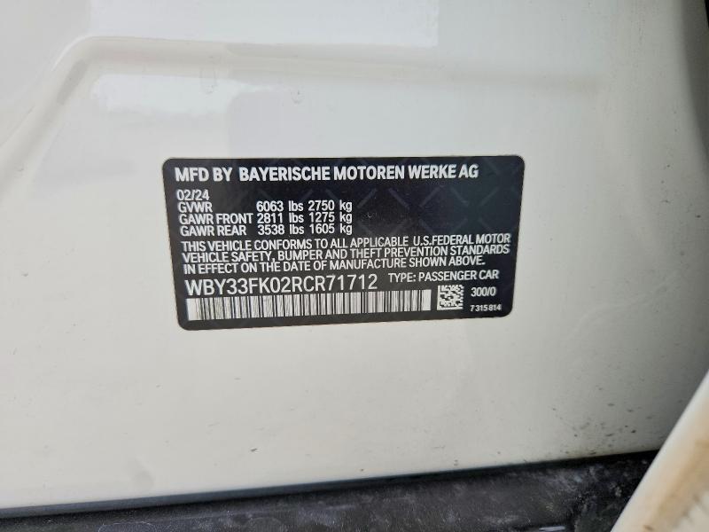 Продажа на аукционе авто 2024 Bmw I5, vin: WBY33FK02RCR71712, номер лота: 56355466