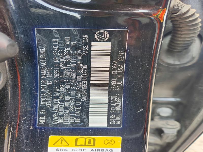 Aukcja sprzedaży 2017 Lexus Es, vin: 58ABK1GG3HU047706, numer aukcji: 54670476