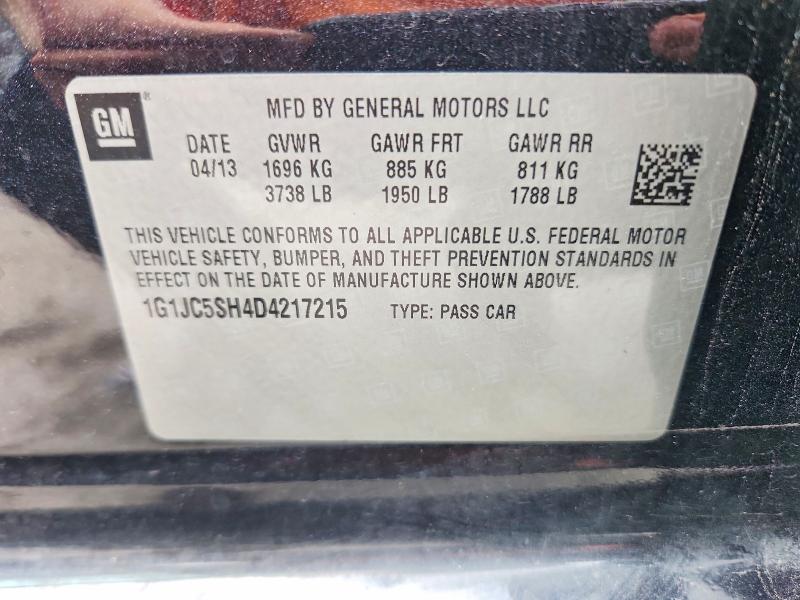 Продажа на аукционе авто 2013 Chevrolet Sonic, vin: 1G1JC5SH4D4217215, номер лота: 57333846