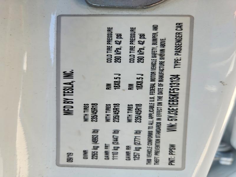Продаж на аукціоні авто 2019 Tesla Model 3, vin: 5YJ3E1EB5KF513134, номер лоту: 55554746