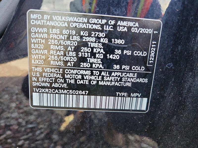 Продажа на аукционе авто 2021 Volkswagen Atlas, vin: 1V2KR2CA3MC502647, номер лота: 57137546