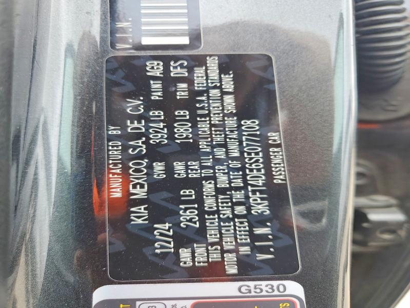 57390316 :رقم المزاد ، 3KPFT4DE6SE077108 vin ، 2025 Kia K4 مزاد بيع
