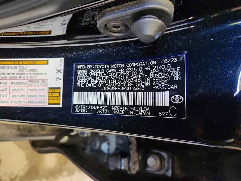 Продаж на аукціоні авто 2024 Toyota Corolla, vin: JTDB4MEE4R3016643, номер лоту: 51429966