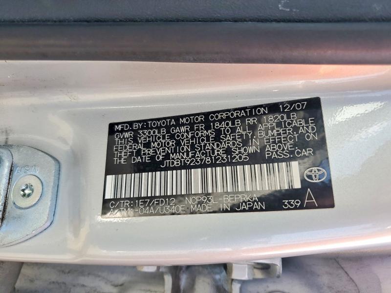 2008 Toyota Yaris Base 4d Sedan მანქანა იყიდება აუქციონზე, vin: JTDBT923781231205, აუქციონის ნომერი: 59151286