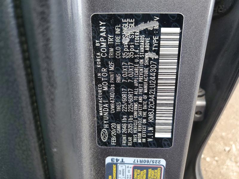 Продажа на аукционе авто 2020 Hyundai Tucson, vin: KM8J2CA42LU244307, номер лота: 56285416