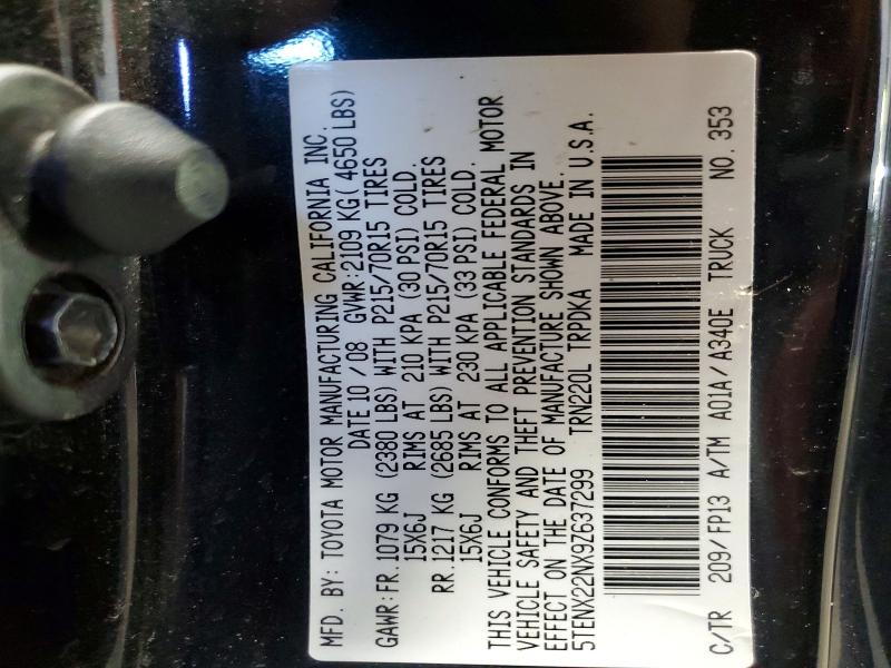 Aukcja sprzedaży 2009 Toyota Tacoma, vin: 5TENX22NX9Z637299, numer aukcji: 57644416