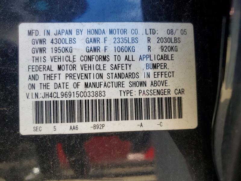 Продажа на аукционе авто 2005 Acura Tsx, vin: JH4CL96915C033883, номер лота: 55557776