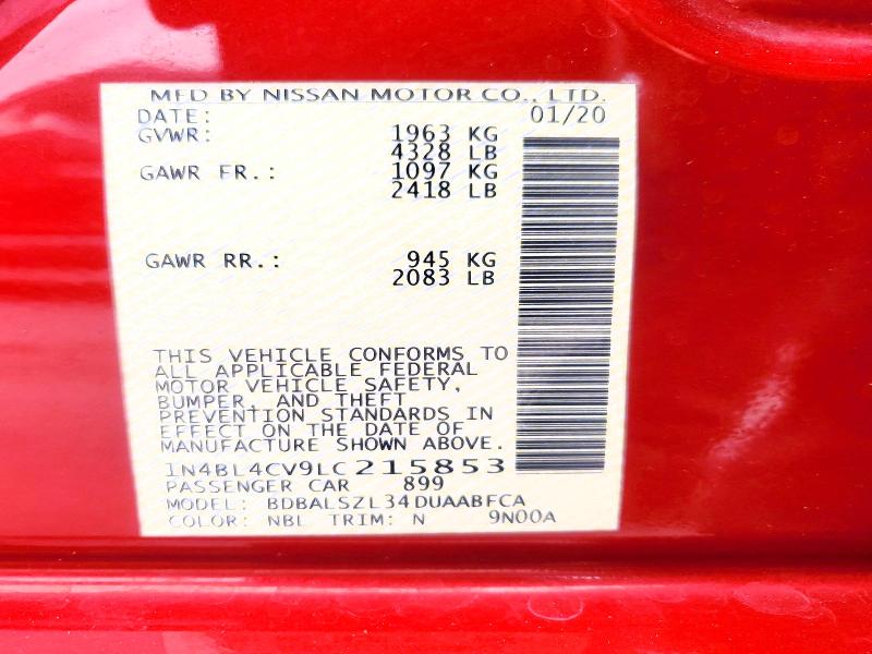 Aukcja sprzedaży 2020 Nissan Altima, vin: 1N4BL4CV9LC215853, numer aukcji: 56071976