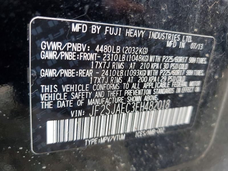 Продажа на аукционе авто 2014 Subaru Forester, vin: JF2SJAEC3EH482018, номер лота: 58606376