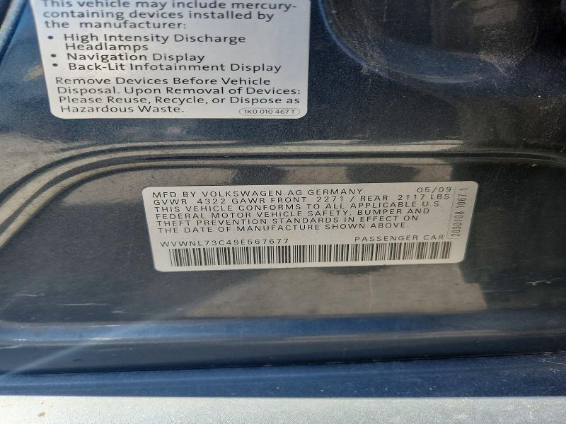 Продаж на аукціоні авто 2009 Volkswagen Cc, vin: WVWNL73C49E567677, номер лоту: 56148616