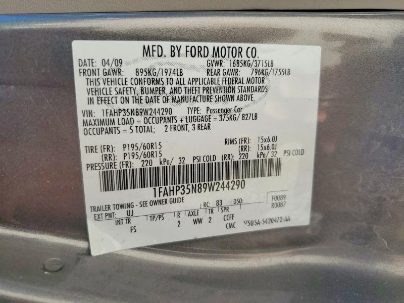 Продажа на аукционе авто 2009 Ford Focus, vin: 1FAHP35N89W244290, номер лота: 56352136