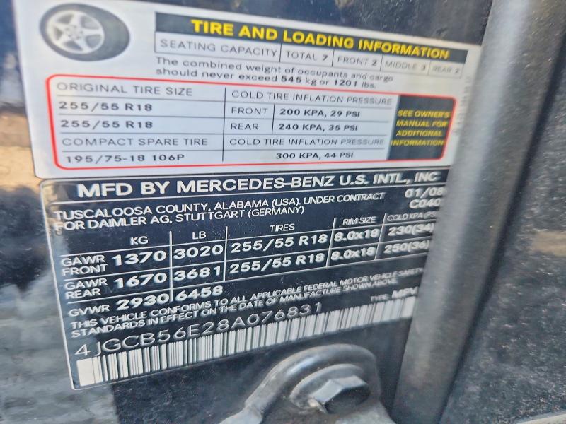 57304406 :رقم المزاد ، 4JGCB56E28A076831 vin ، 2008 Mercedes-benz R مزاد بيع