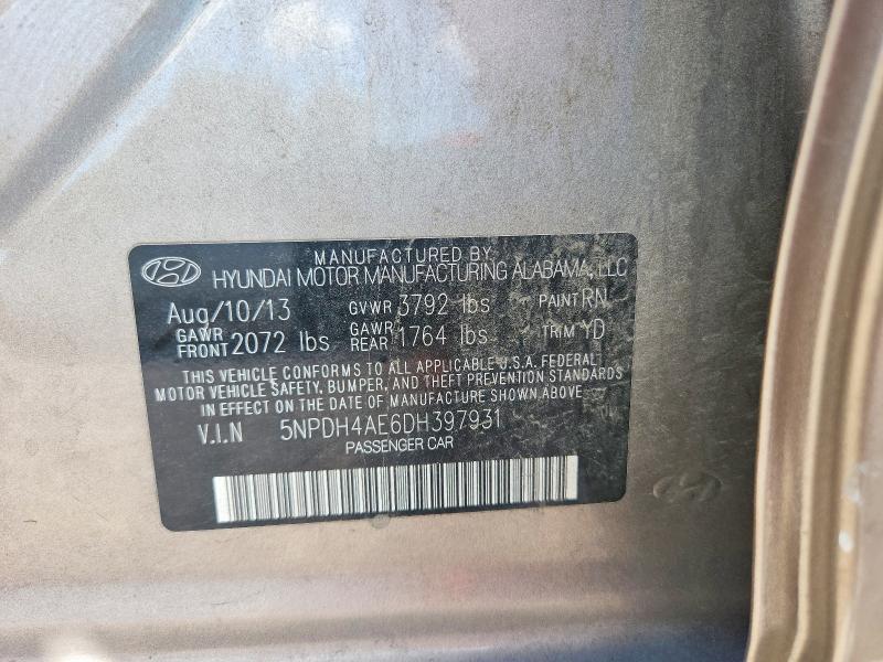 Продаж на аукціоні авто 2013 Hyundai Elantra, vin: 5NPDH4AE6DH397931, номер лоту: 56697626